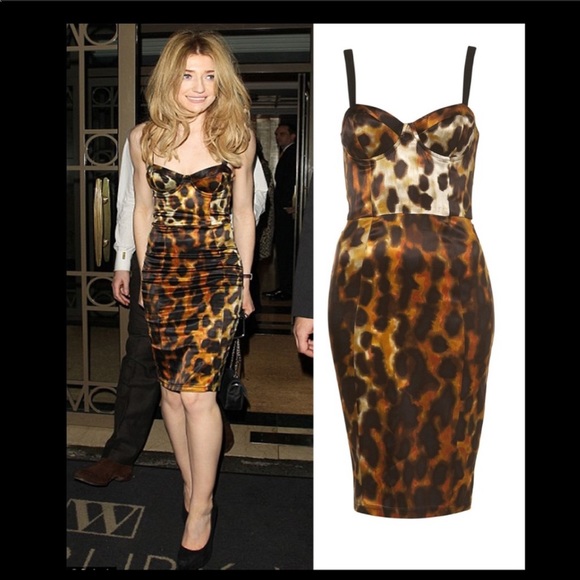 Topshop smudge animal print pencil body con dress
